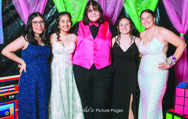 SENIORS attending prom at St. Edward High School were (l.-r.) Leilani Vargas, Yoselin Herrera-Frias, Keiaira Mowrey, Skyelar Sindelar and Lydia Ketelsen.